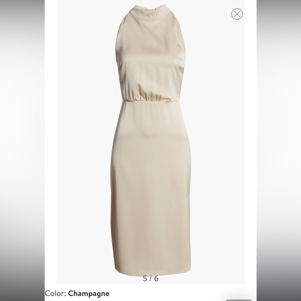 NWT Sam Edelman Champagne Satin Halter Dress 10